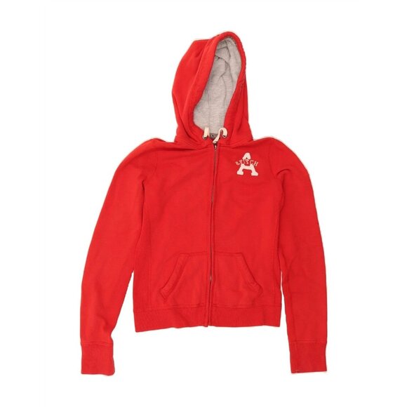 ABERCROMBIE & FITCH Womens Graphic Zip Hoodie Sweater Small Red A001184 - Picture 1 of 9